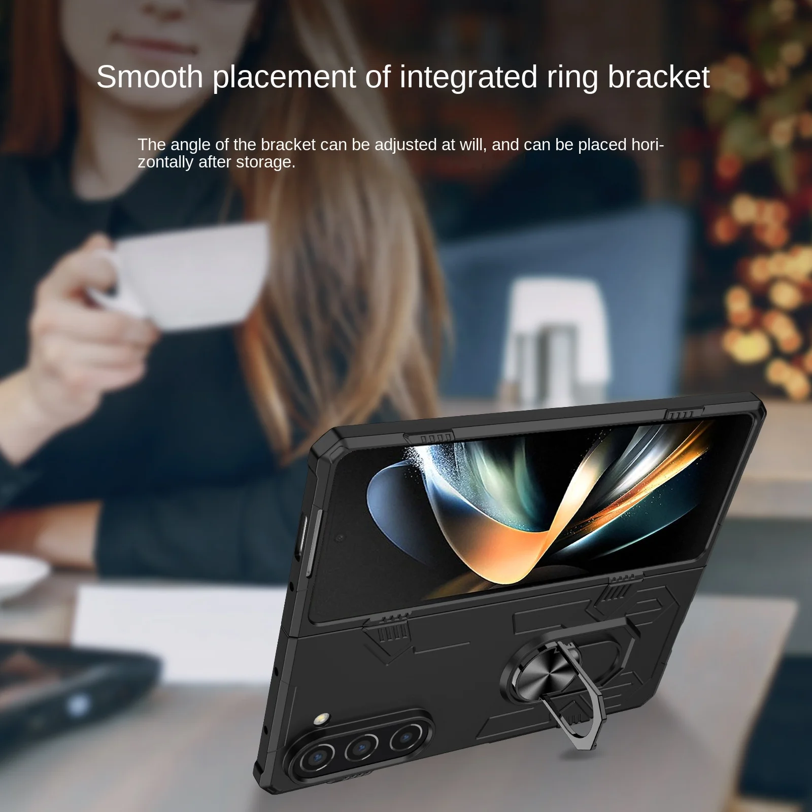 Ring Bracket Phone Case for Samsung Galaxy Z Fold 5 4 3 Fold5 Fold4 Fold3 Magnetic Plastic Fall Prevention Cover