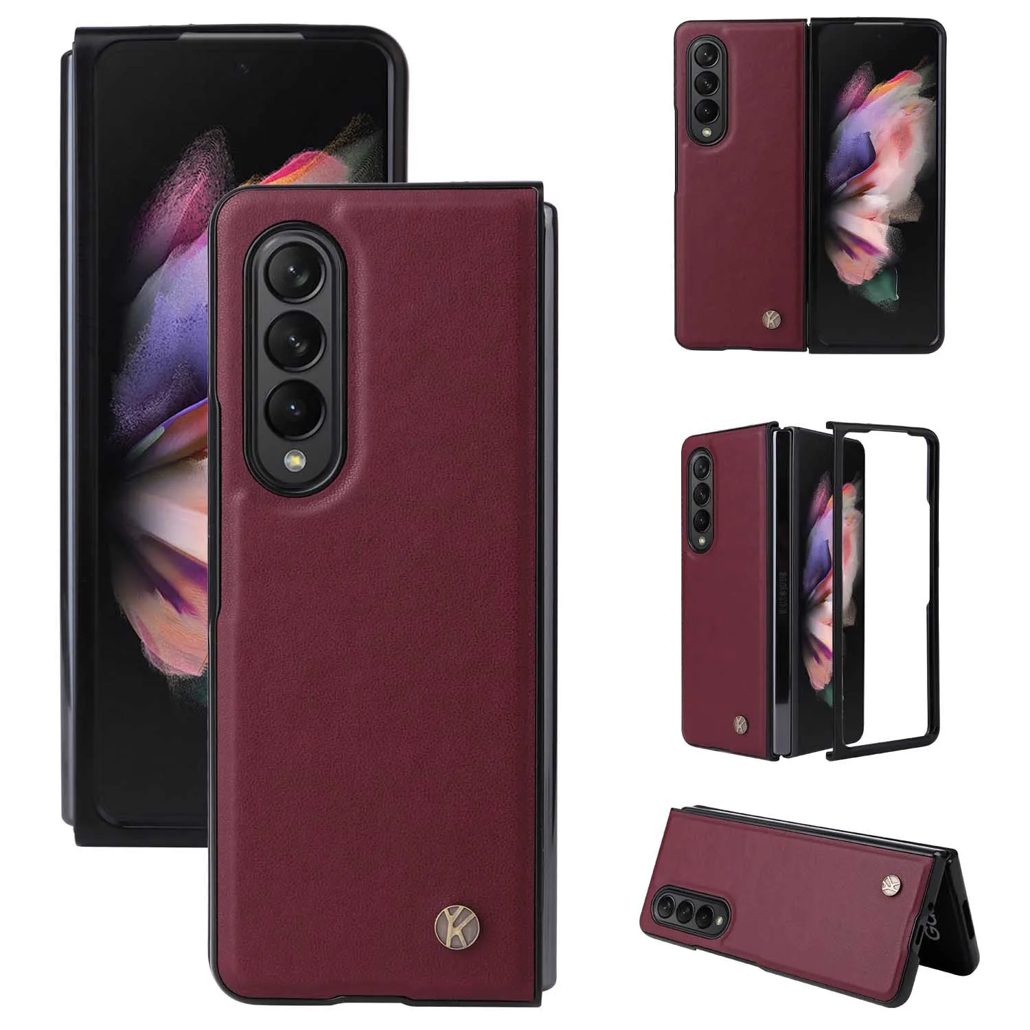 For Samsung Galaxy Z Fold 4 3 Fold4 Fold3 5G PU Leather Cover Ultra Slim Hard PC Shockproof Business Style Phone Case