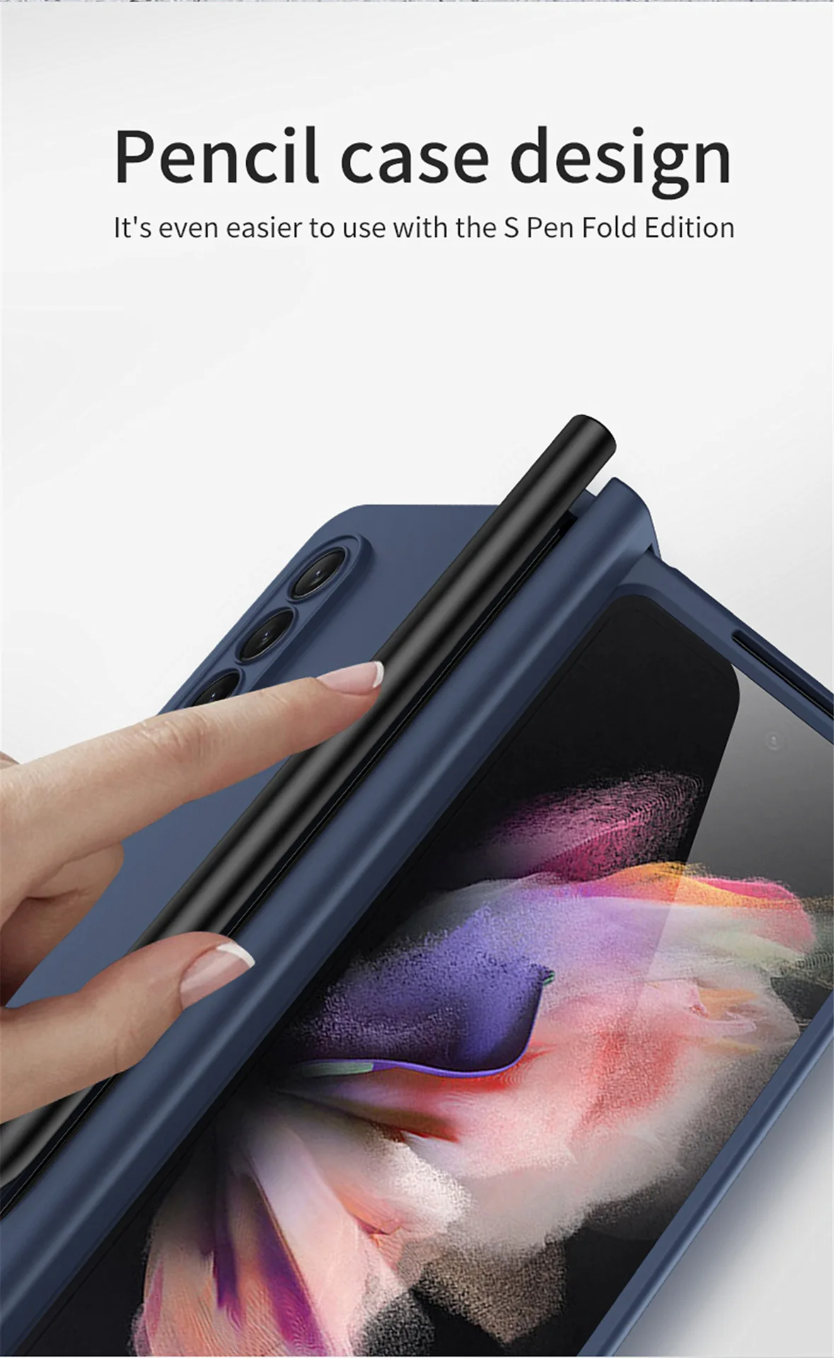 for Samsung Galaxy Z Fold 5 4 3 Phone Case 360° Liquid Matte Plain Color Pen Holder Cover Fine Hole Shell Antifall NonSlip Funda