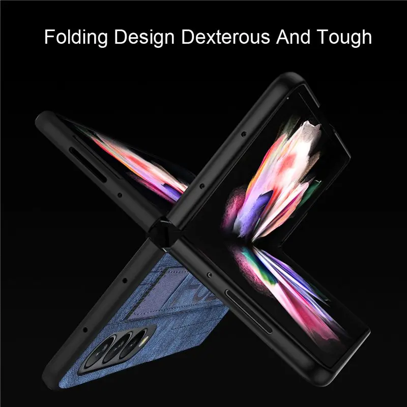 Wrist Strap Phone Case For Samsung Galaxy Z Fold 5 4 3 Phone Cover Shockproof Anti-Drop Back Cover With Pen Holder(Exclude Pen)