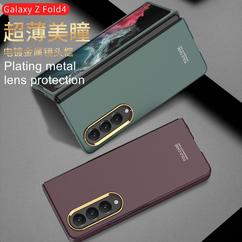 Ahockproof Armor Stand Case For Samsung Galaxy Z Fold 4 Funda Bracket Hard Case for Fold 4 Folding Cover Full Lens Protect Shell