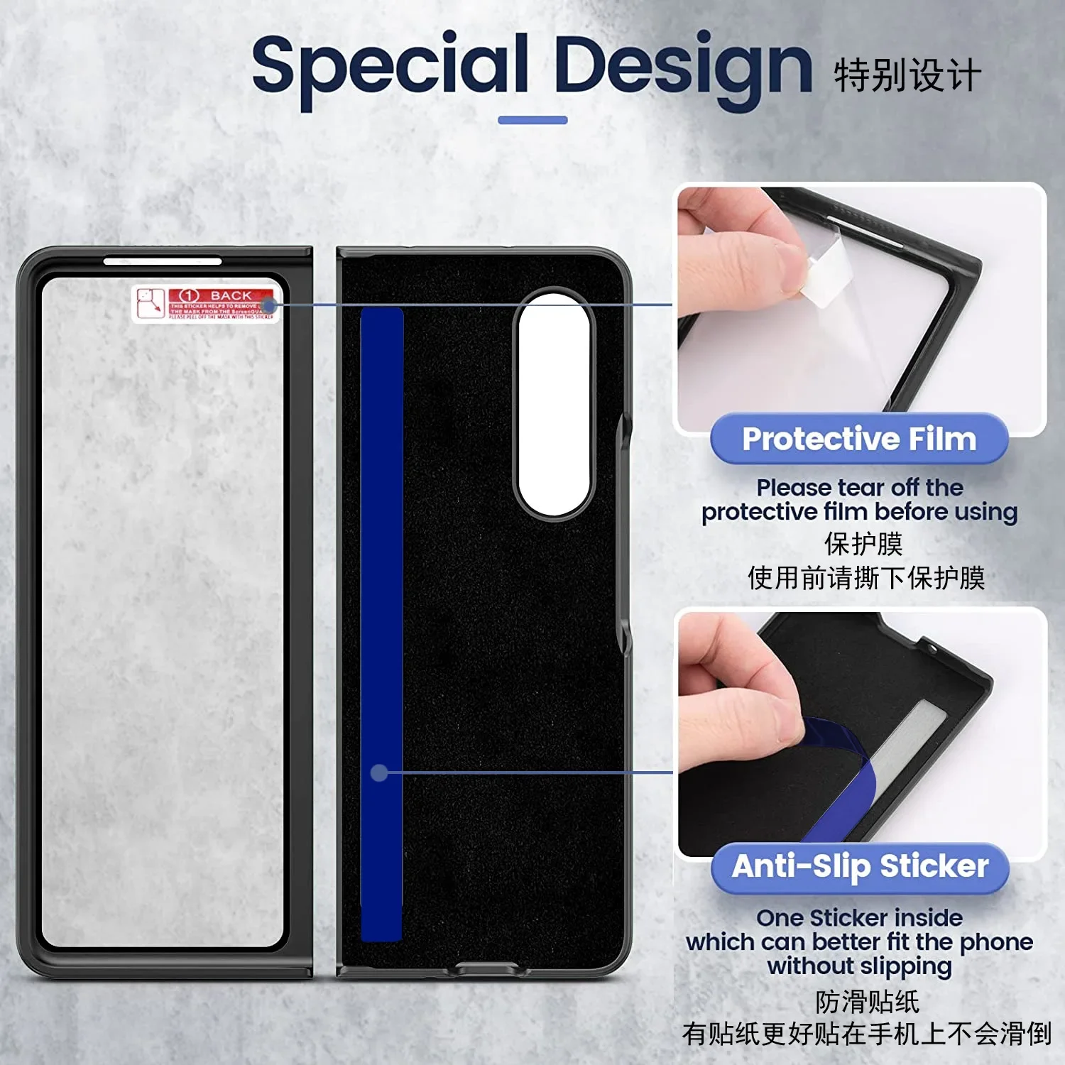 New Men's Business Phone Cases For Samsung ZFold 4 3 Folding ZFold2 Electroplating Leather Case Film Integrated Protective Cover