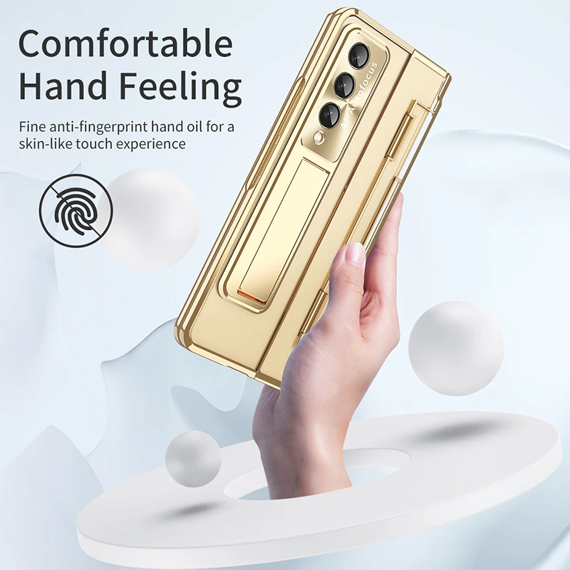 For Samsung Galaxy Z Fold 4 Z Fold 3 Folding Hinge Phantom Transparent Bracket 360° All inclusive Hard Mobile Phone Case Cover