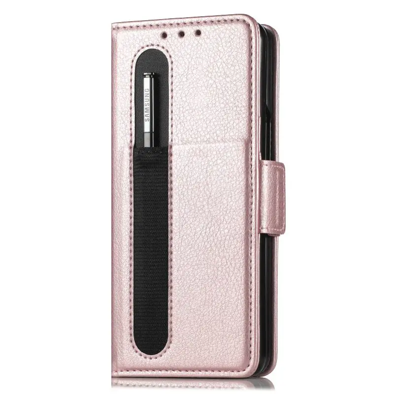 Magnetic Flip Phone Case For Samsung Galaxy Z Fold 5 4 3 Fold Phone Cover Shockproof Phone Cover With Pen Holder(Exclude Pen)