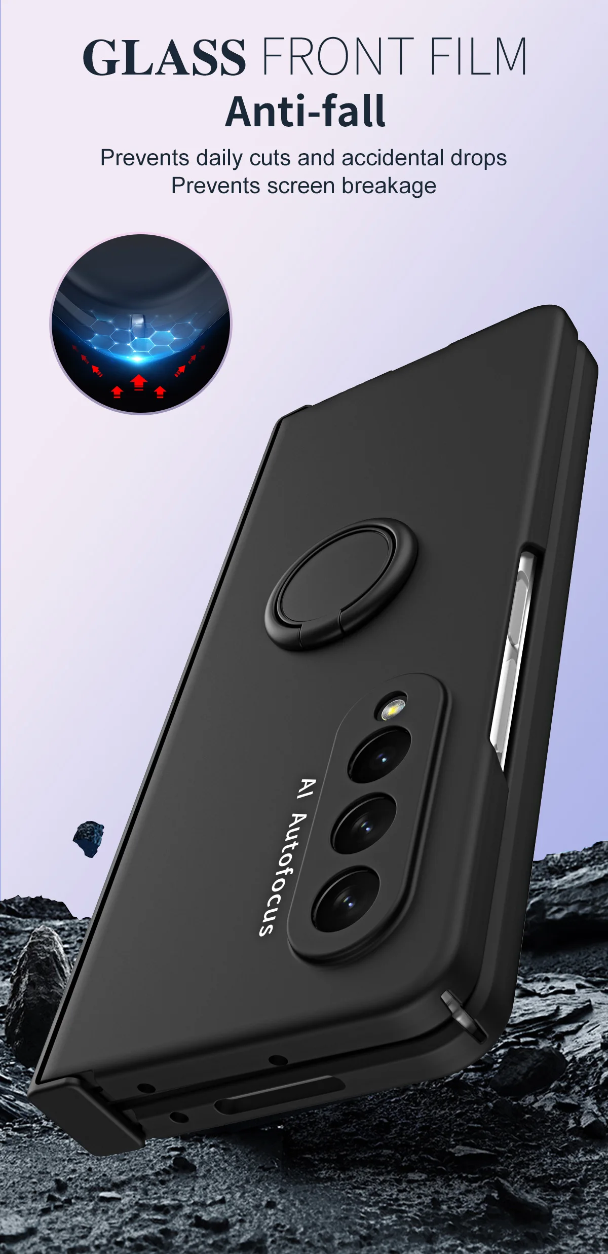 Matte Frosted Car Magnetic with Screen Protector Fashion Phone Case for Samsung Galaxy Z Fold5 Fold4 Fold3 Fold2 Protective Case