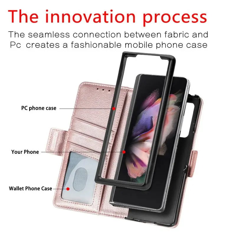 Magnetic Flip Phone Case For Samsung Galaxy Z Fold 5 4 3 Fold Phone Cover Shockproof Phone Cover With Pen Holder(Exclude Pen)