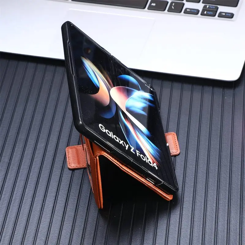 Magnetic Flip Phone Case For Samsung Galaxy Z Fold 5 4 3 Fold Phone Cover Shockproof Phone Cover With Pen Holder(Exclude Pen)