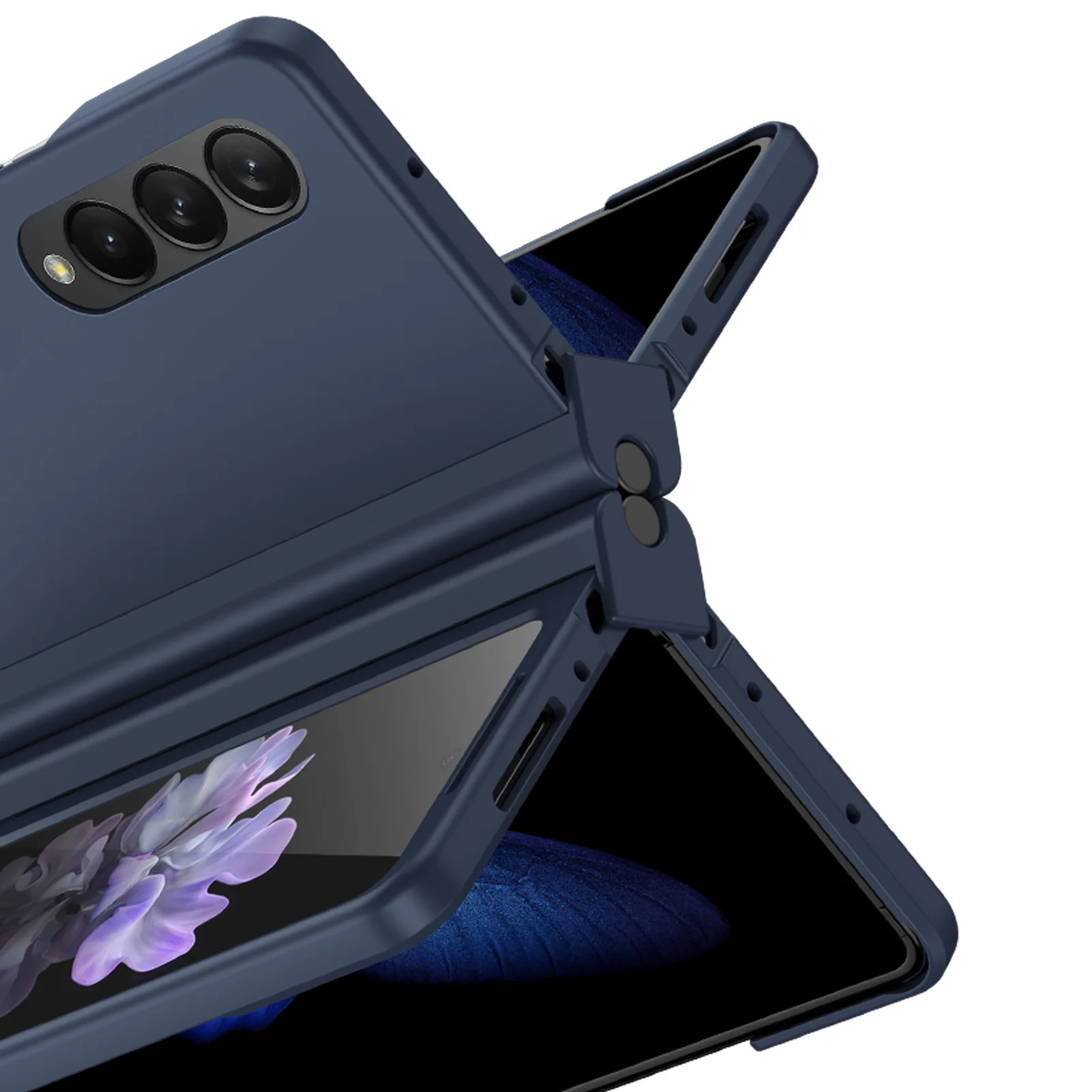 for Samsung Galaxy Z Fold 5 4 3 Phone Case 360° Liquid Matte Plain Color Pen Holder Cover Fine Hole Shell Antifall NonSlip Funda