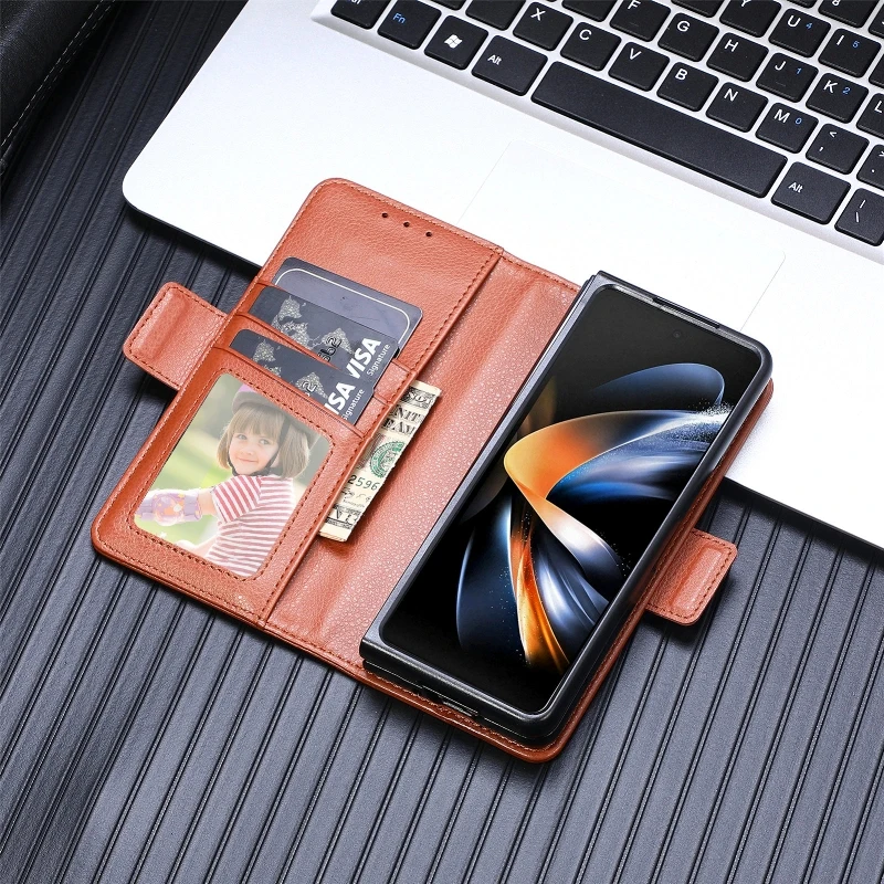 Magnetic Flip Phone Case For Samsung Galaxy Z Fold 5 4 3 Fold Phone Cover Shockproof Phone Cover With Pen Holder(Exclude Pen)
