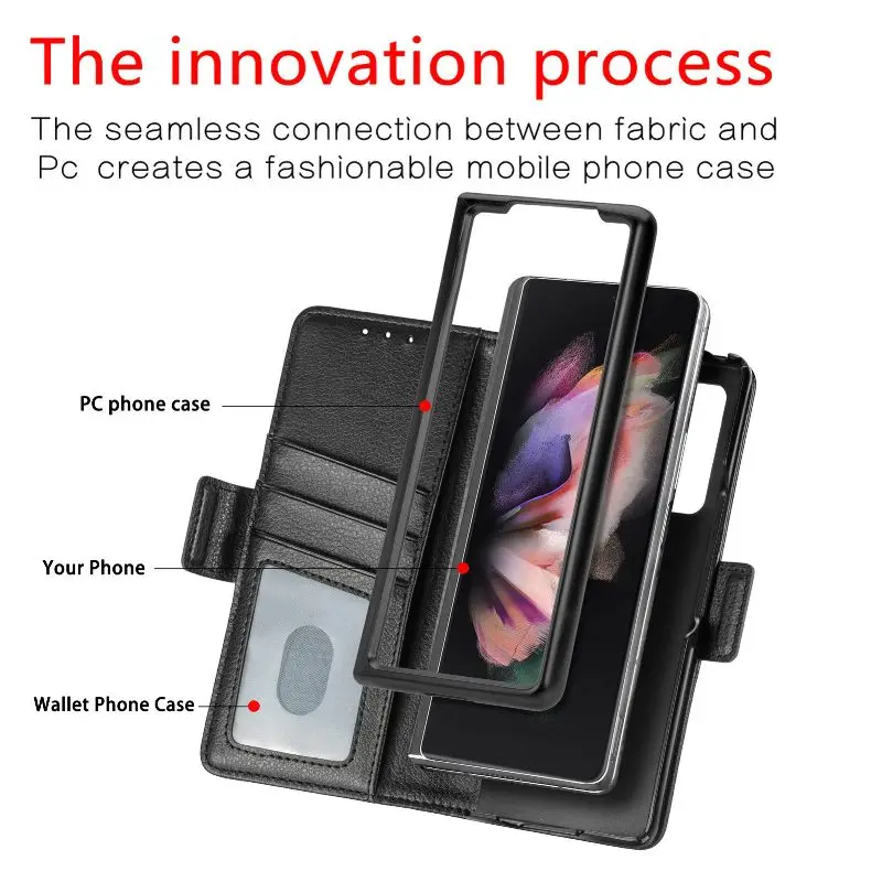 Magnetic Flip Phone Case For Samsung Galaxy Z Fold 5 4 3 Fold Phone Cover Shockproof Phone Cover With Pen Holder(Exclude Pen)
