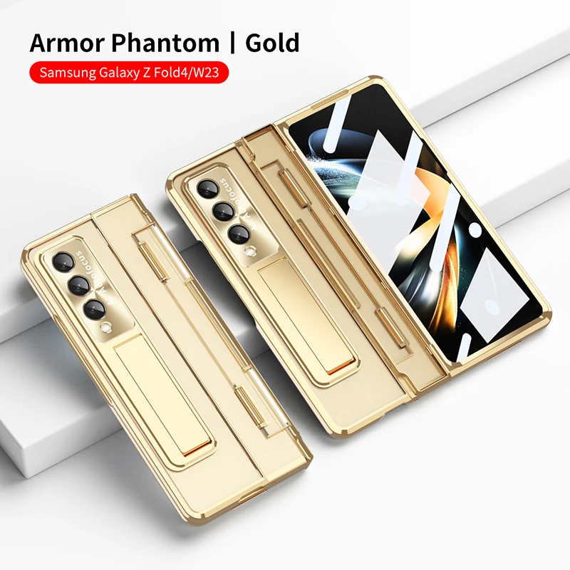 For Samsung Galaxy Z Fold 4 Z Fold 3 Folding Hinge Phantom Transparent Bracket 360° All inclusive Hard Mobile Phone Case Cover