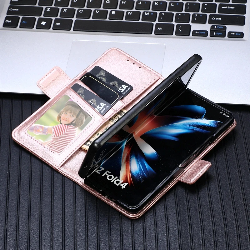 Magnetic Flip Phone Case For Samsung Galaxy Z Fold 5 4 3 Fold Phone Cover Shockproof Phone Cover With Pen Holder(Exclude Pen)