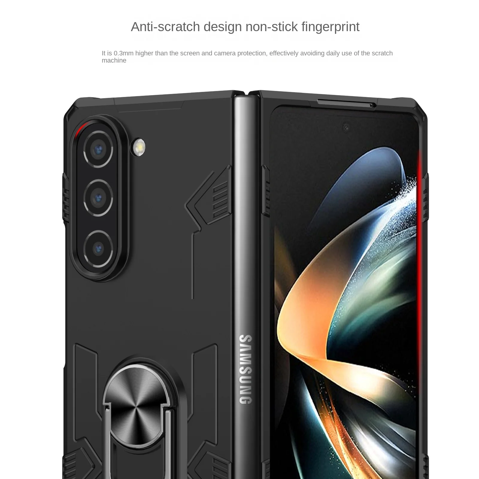 Ring Bracket Phone Case for Samsung Galaxy Z Fold 5 4 3 Fold5 Fold4 Fold3 Magnetic Plastic Fall Prevention Cover