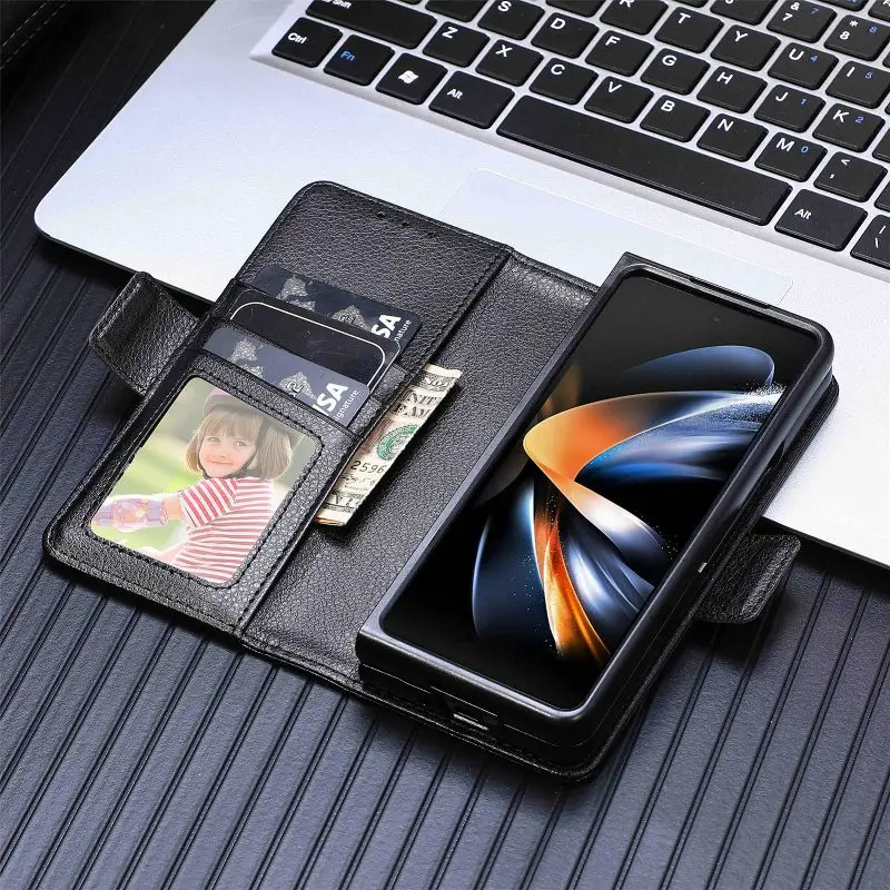 Magnetic Flip Phone Case For Samsung Galaxy Z Fold 5 4 3 Fold Phone Cover Shockproof Phone Cover With Pen Holder(Exclude Pen)