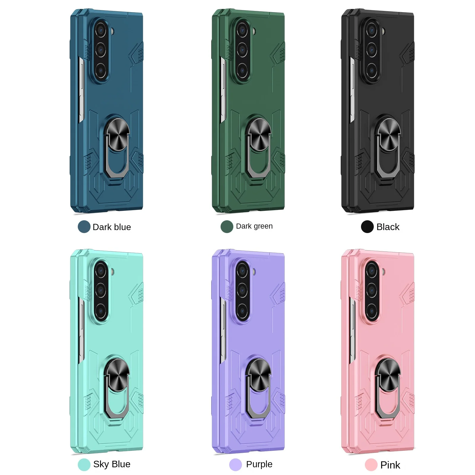 Ring Bracket Phone Case for Samsung Galaxy Z Fold 5 4 3 Fold5 Fold4 Fold3 Magnetic Plastic Fall Prevention Cover