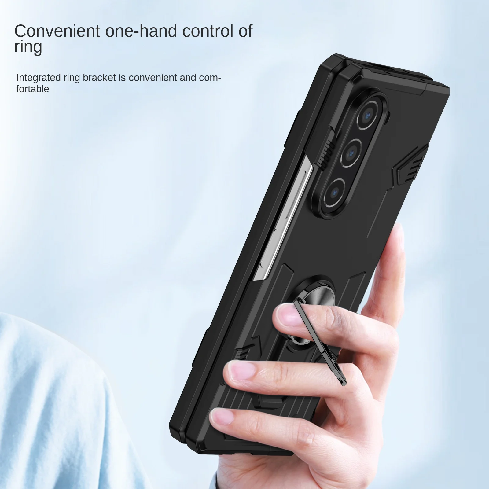 Ring Bracket Phone Case for Samsung Galaxy Z Fold 5 4 3 Fold5 Fold4 Fold3 Magnetic Plastic Fall Prevention Cover
