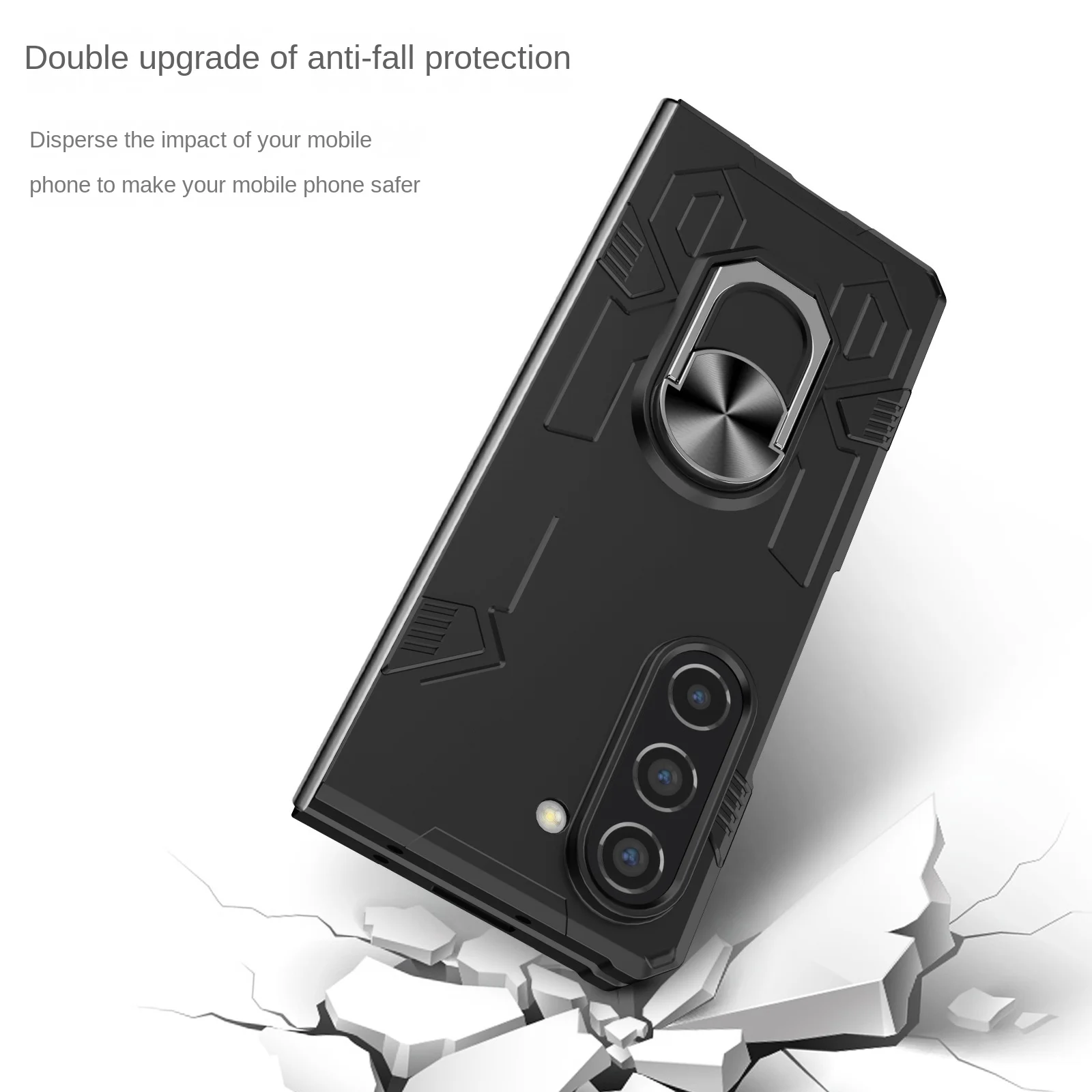 Ring Bracket Phone Case for Samsung Galaxy Z Fold 5 4 3 Fold5 Fold4 Fold3 Magnetic Plastic Fall Prevention Cover
