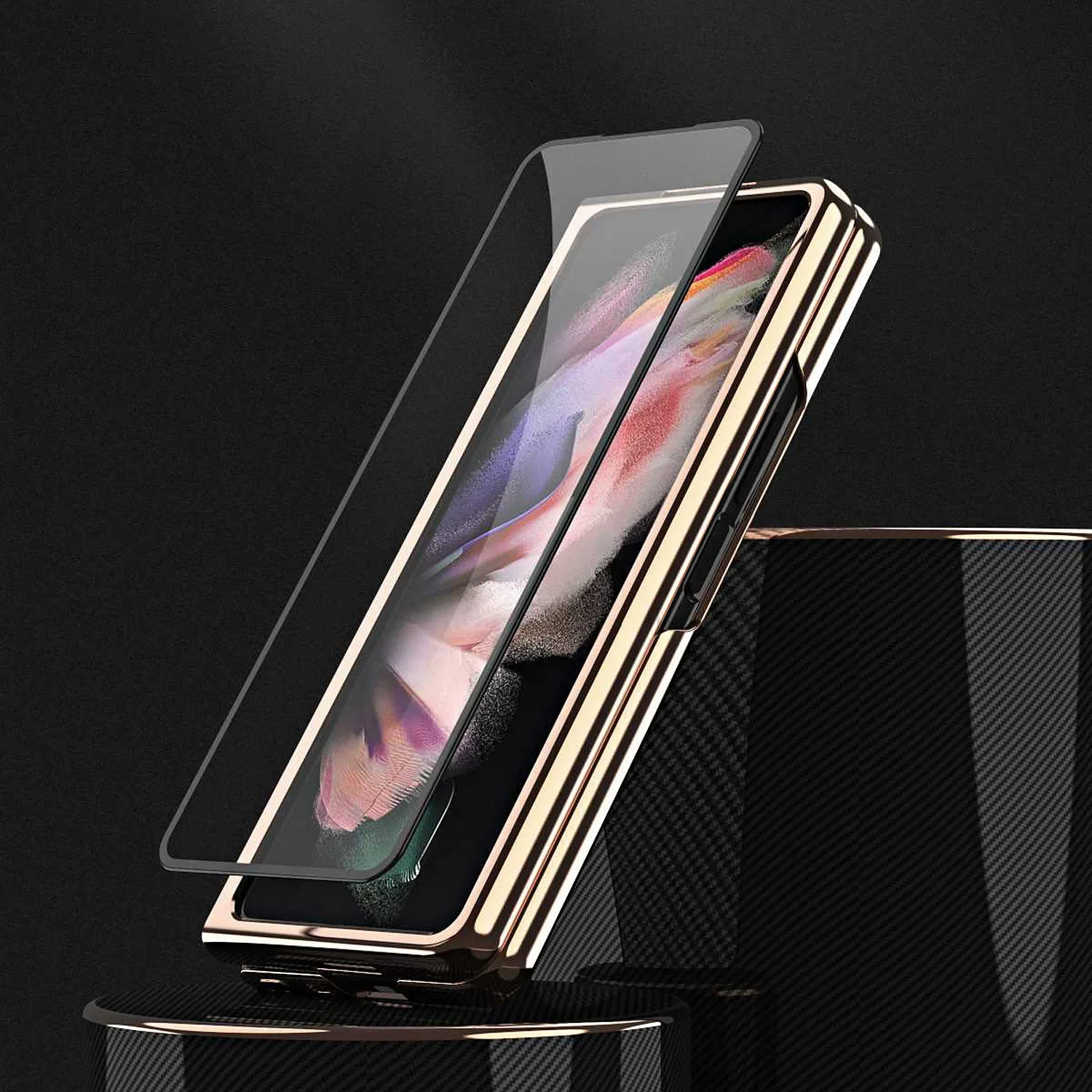New Men's Business Phone Cases For Samsung ZFold 4 3 Folding ZFold2 Electroplating Leather Case Film Integrated Protective Cover
