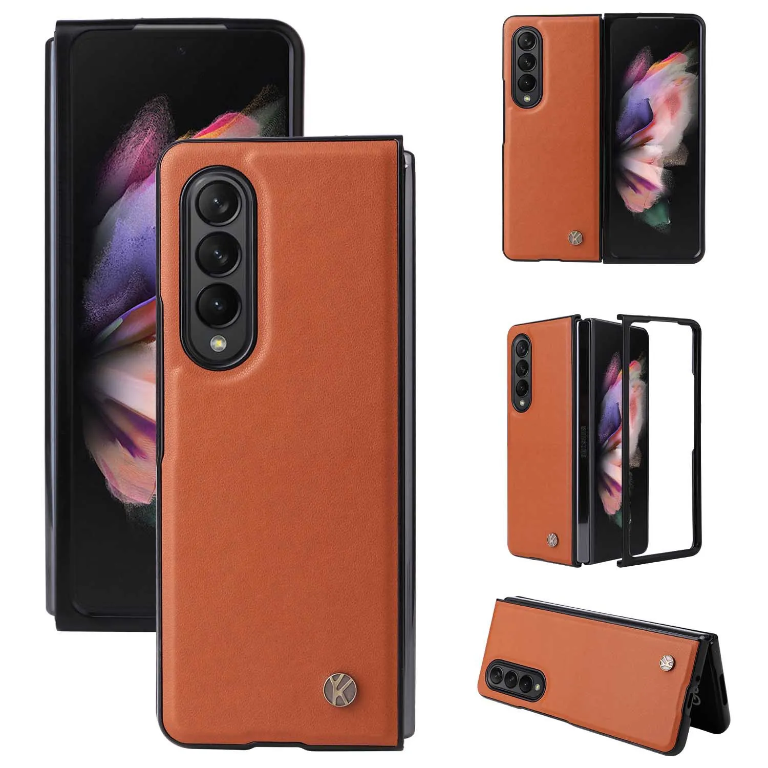 For Samsung Galaxy Z Fold 4 3 Fold4 Fold3 5G PU Leather Cover Ultra Slim Hard PC Shockproof Business Style Phone Case