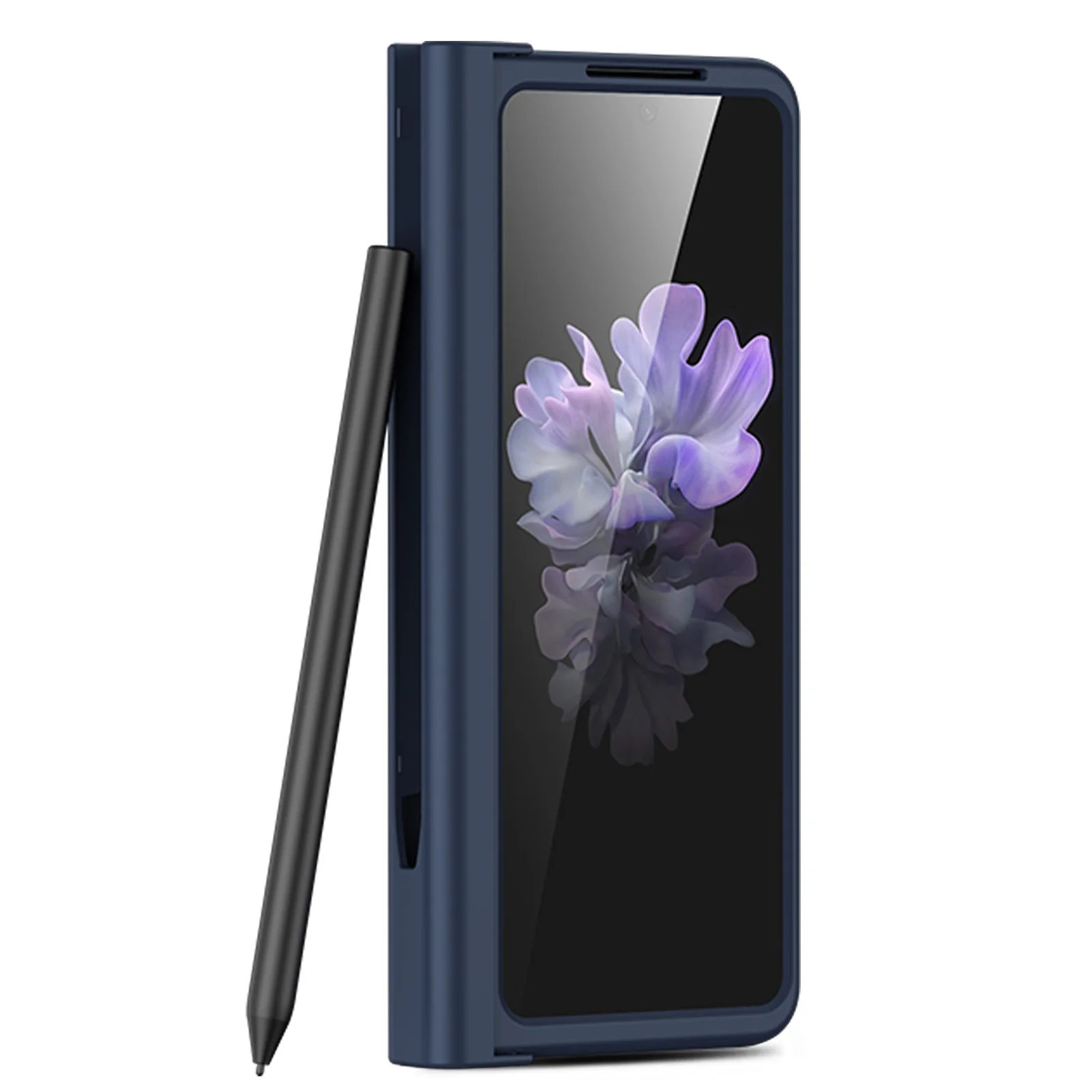 for Samsung Galaxy Z Fold 5 4 3 Phone Case 360° Liquid Matte Plain Color Pen Holder Cover Fine Hole Shell Antifall NonSlip Funda