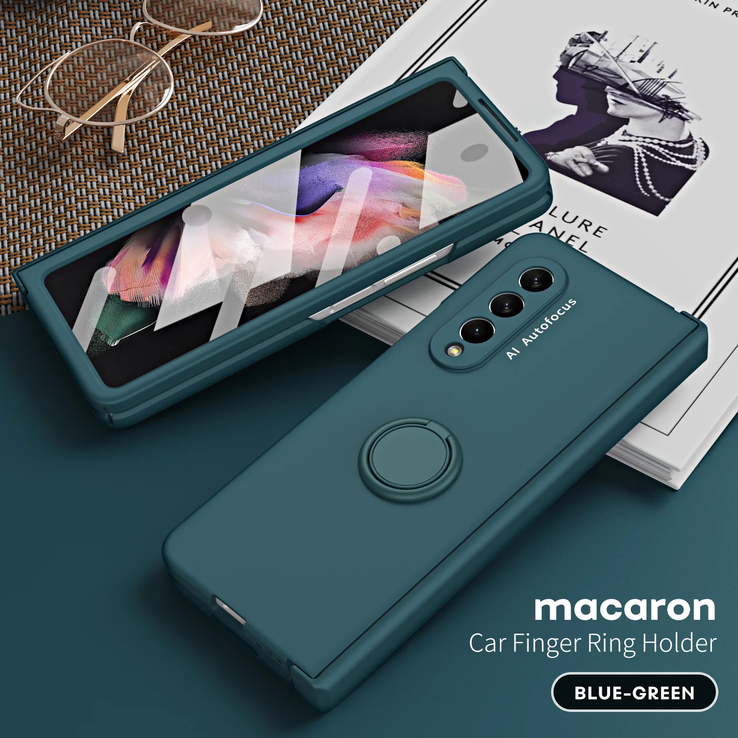 Matte Frosted Car Magnetic with Screen Protector Fashion Phone Case for Samsung Galaxy Z Fold5 Fold4 Fold3 Fold2 Protective Case