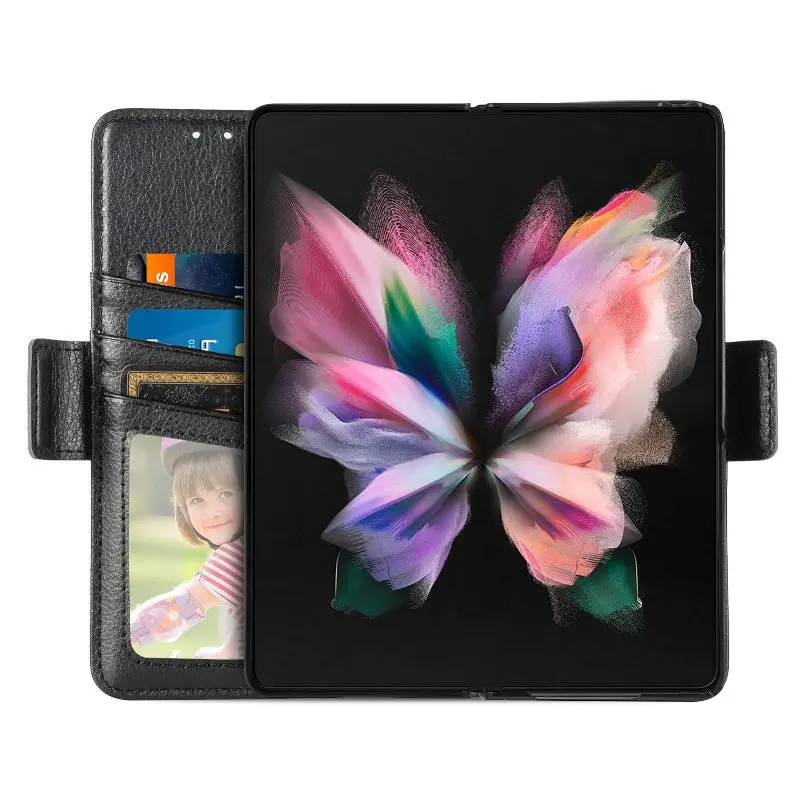 Magnetic Flip Phone Case For Samsung Galaxy Z Fold 5 4 3 Fold Phone Cover Shockproof Phone Cover With Pen Holder(Exclude Pen)