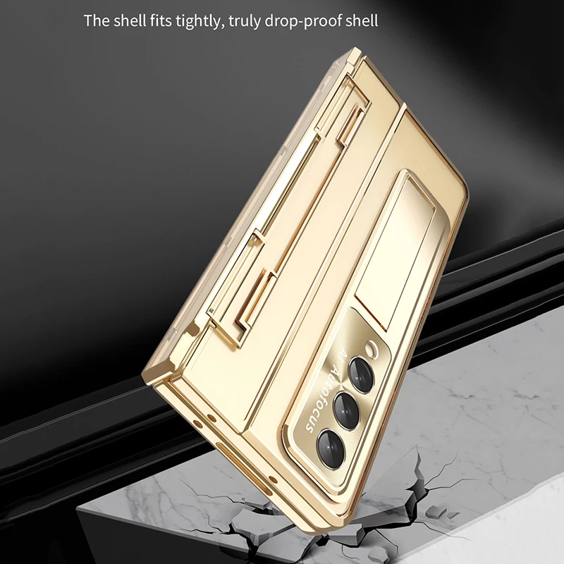 For Samsung Galaxy Z Fold 4 Z Fold 3 Folding Hinge Phantom Transparent Bracket 360° All inclusive Hard Mobile Phone Case Cover