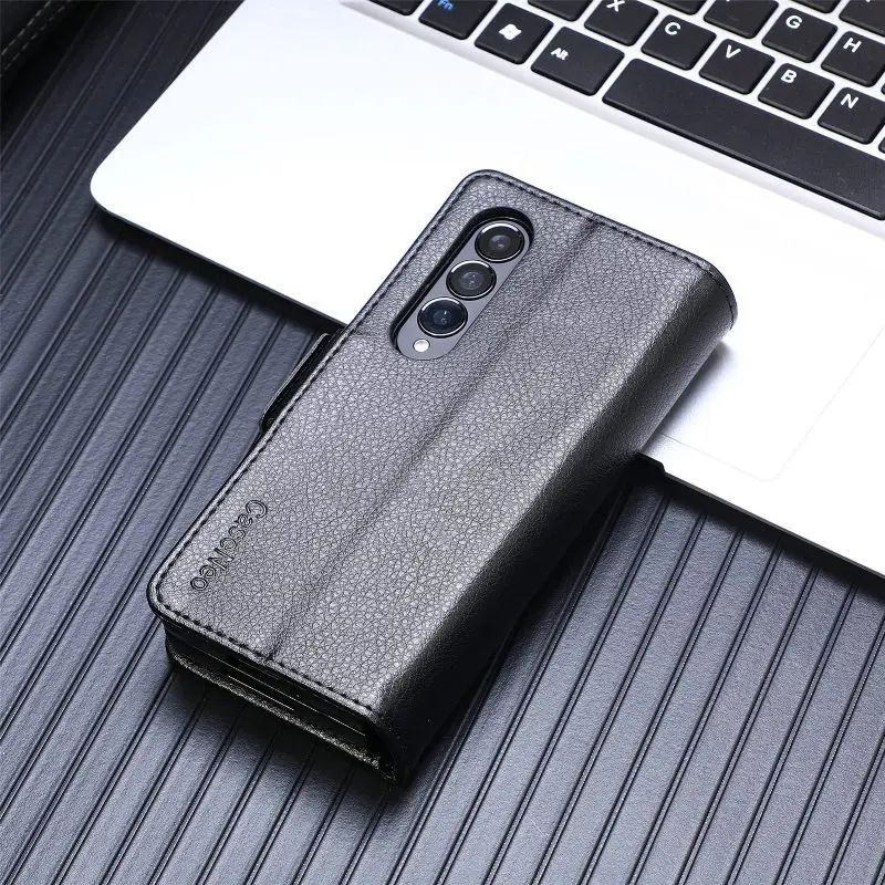 Magnetic Flip Phone Case For Samsung Galaxy Z Fold 5 4 3 Fold Phone Cover Shockproof Phone Cover With Pen Holder(Exclude Pen)