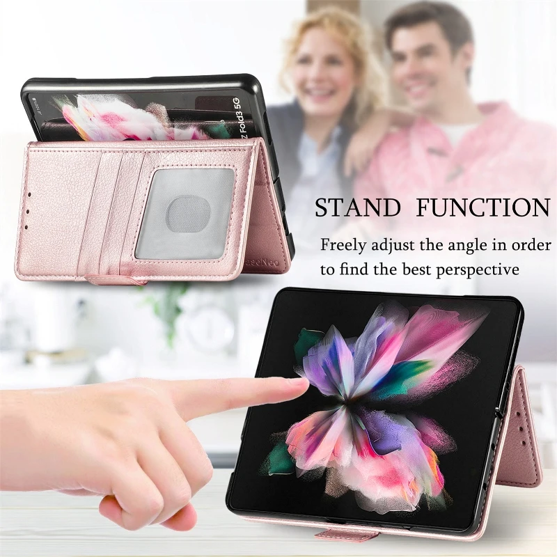 Magnetic Flip Phone Case For Samsung Galaxy Z Fold 5 4 3 Fold Phone Cover Shockproof Phone Cover With Pen Holder(Exclude Pen)