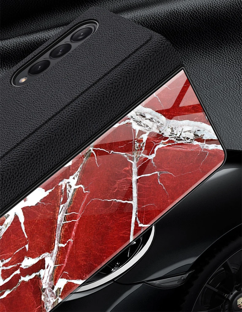 for Samsung Galaxy Z Fold 4 3 5G Case Luxury Marble Glass Leather Flip Cover for Galaxy Z Flold3 Full Protect Kickstand Funda