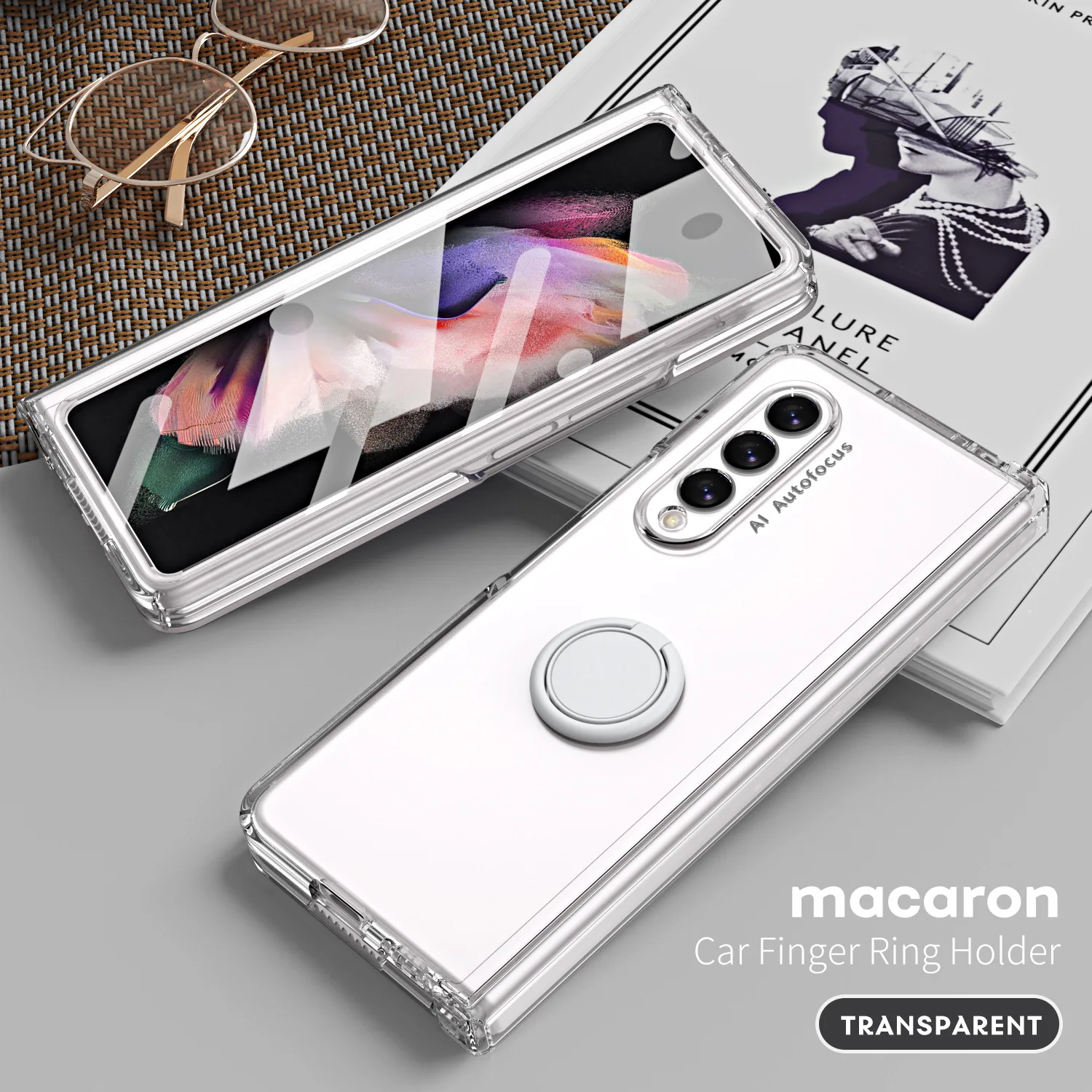 Matte Frosted Car Magnetic with Screen Protector Fashion Phone Case for Samsung Galaxy Z Fold5 Fold4 Fold3 Fold2 Protective Case