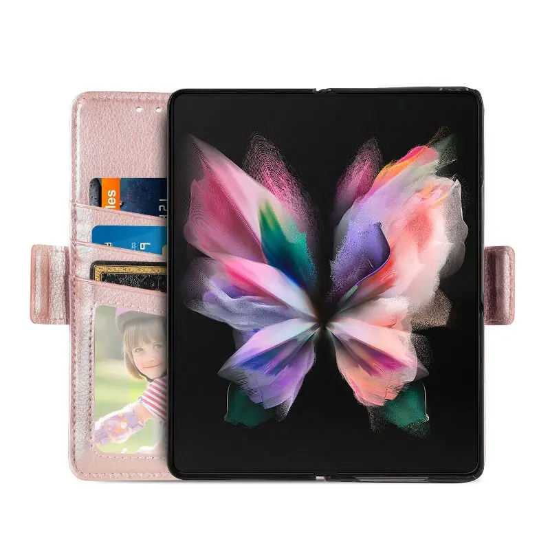 Magnetic Flip Phone Case For Samsung Galaxy Z Fold 5 4 3 Fold Phone Cover Shockproof Phone Cover With Pen Holder(Exclude Pen)