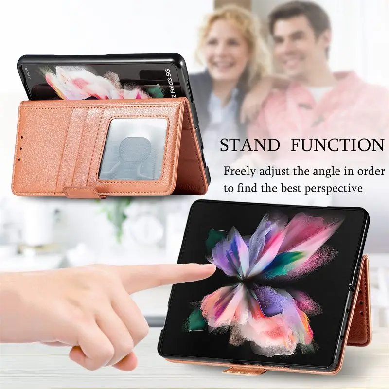 Magnetic Flip Phone Case For Samsung Galaxy Z Fold 5 4 3 Fold Phone Cover Shockproof Phone Cover With Pen Holder(Exclude Pen)