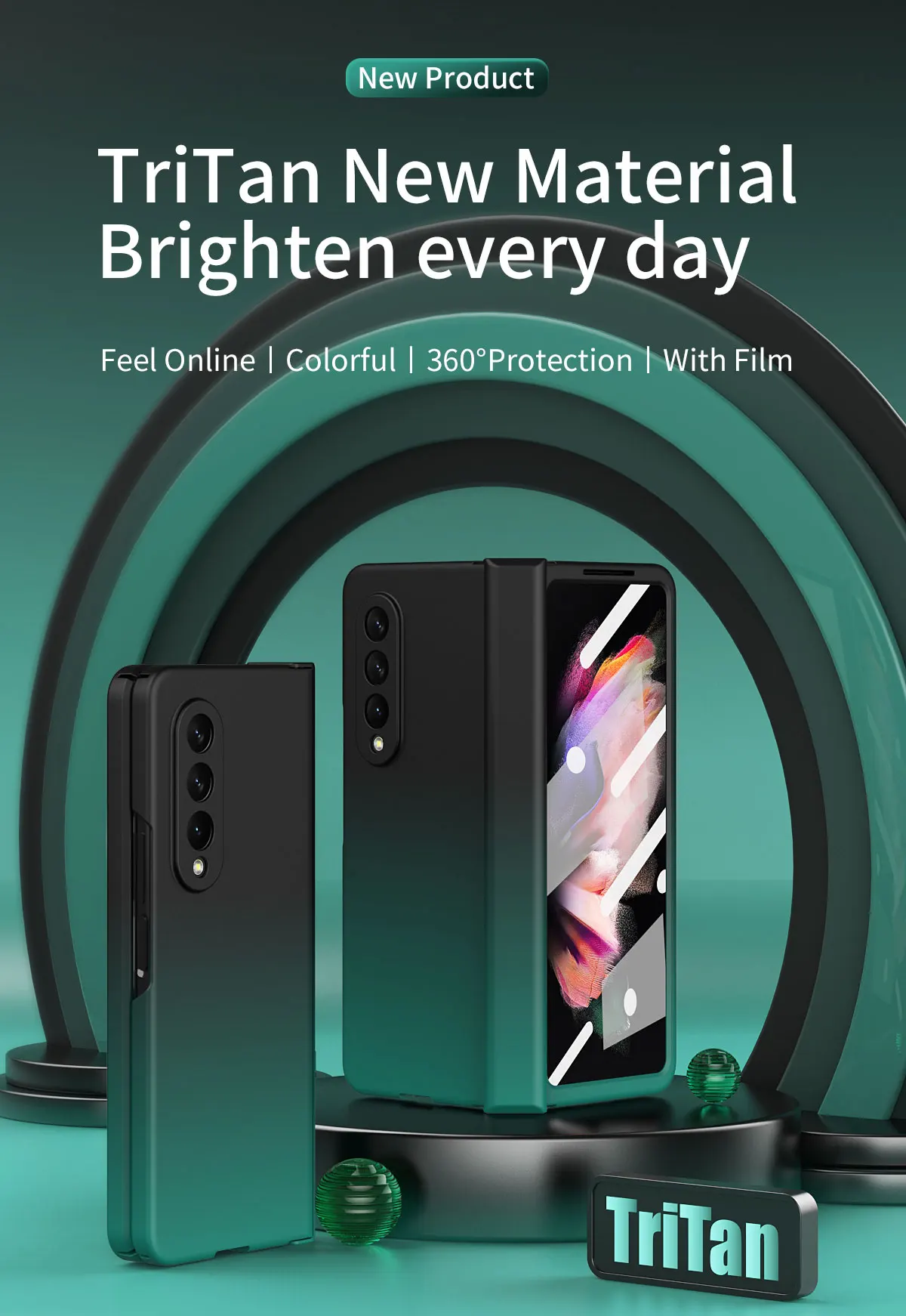 Hinge Gradient Case for Samsung Galaxy Z Fold 4 3 2 Cover with Front Glass Film Full Protective Camera Flip Antifinerprint Shell