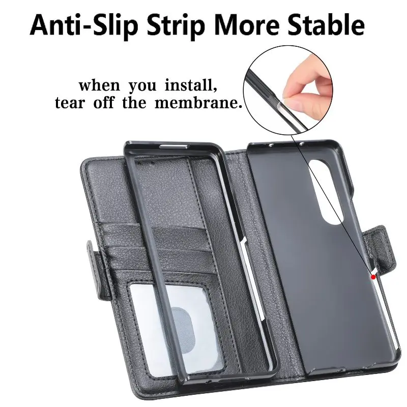 Magnetic Flip Phone Case For Samsung Galaxy Z Fold 5 4 3 Fold Phone Cover Shockproof Phone Cover With Pen Holder(Exclude Pen)