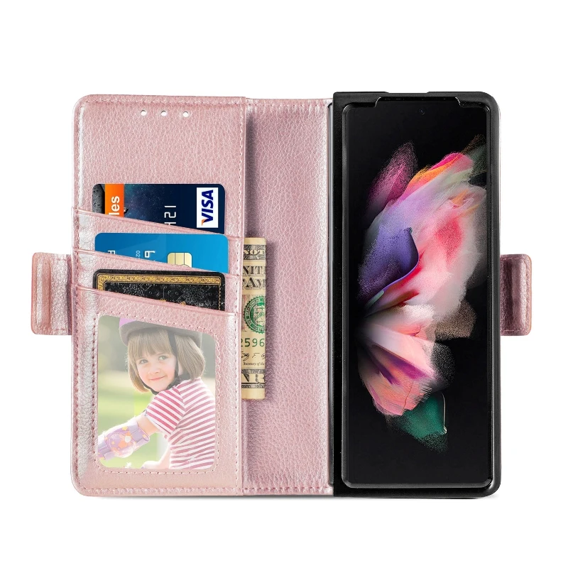 Magnetic Flip Phone Case For Samsung Galaxy Z Fold 5 4 3 Fold Phone Cover Shockproof Phone Cover With Pen Holder(Exclude Pen)