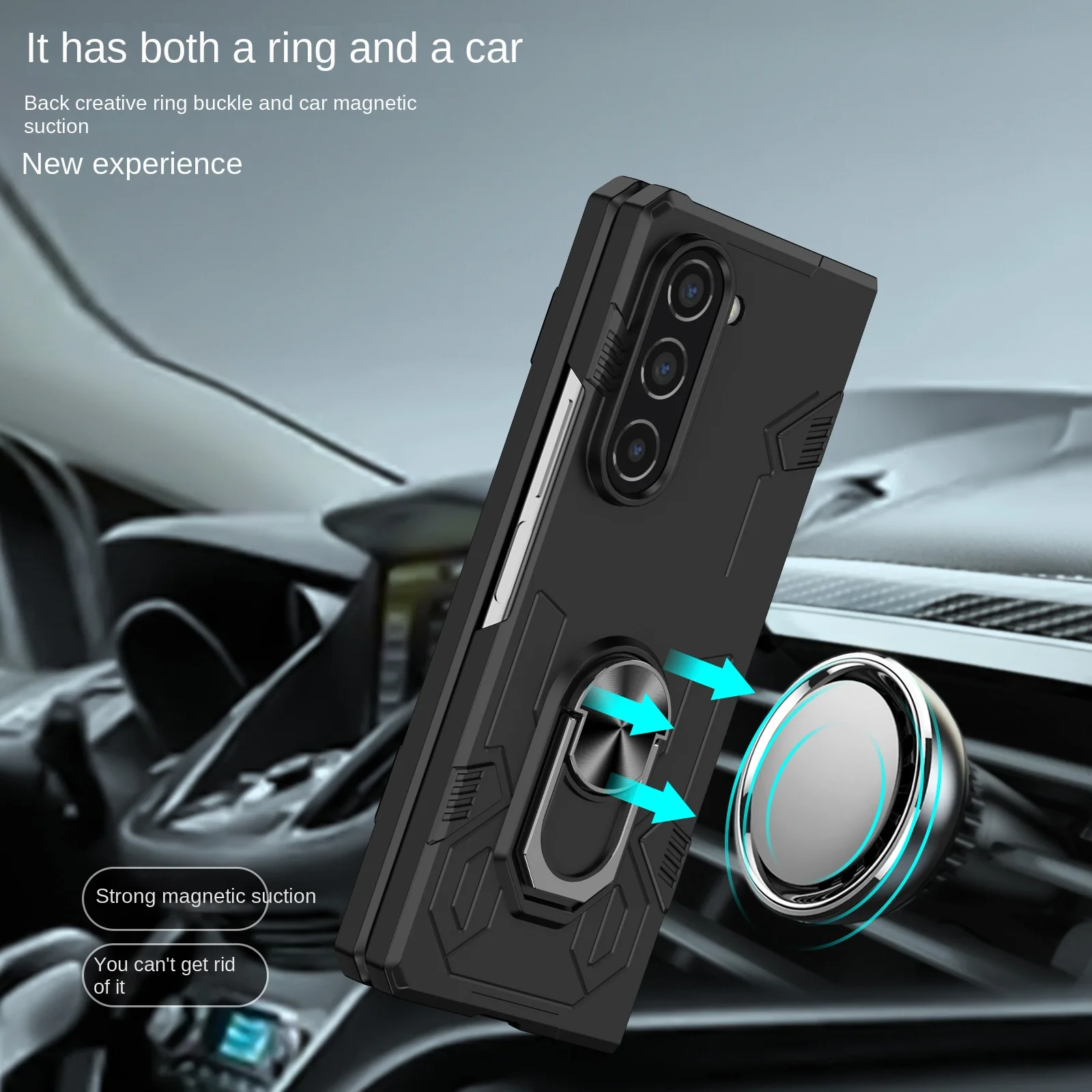 Ring Bracket Phone Case for Samsung Galaxy Z Fold 5 4 3 Fold5 Fold4 Fold3 Magnetic Plastic Fall Prevention Cover