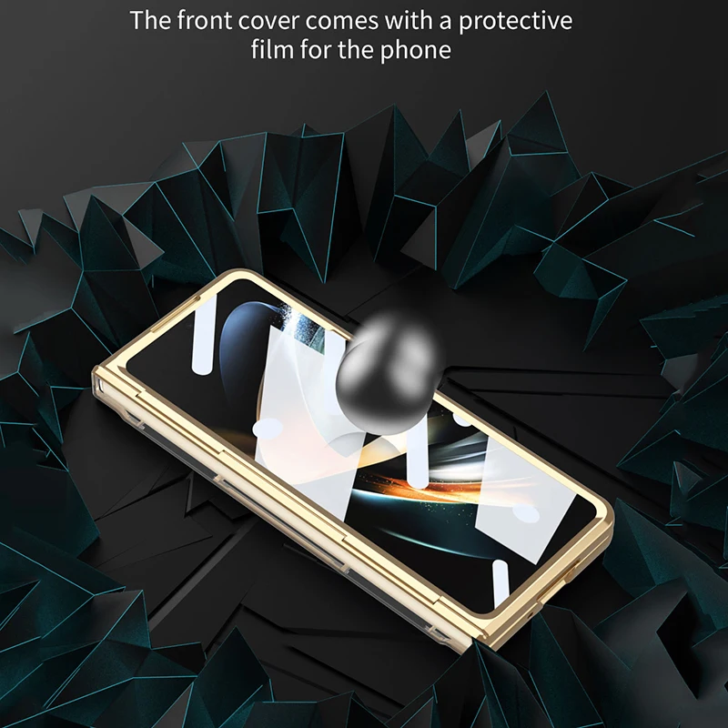 For Samsung Galaxy Z Fold 4 Z Fold 3 Folding Hinge Phantom Transparent Bracket 360° All inclusive Hard Mobile Phone Case Cover