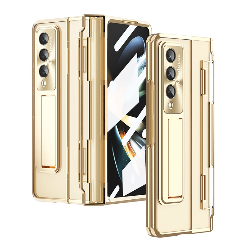 For Samsung Galaxy Z Fold 4 Z Fold 3 Folding Hinge Phantom Transparent Bracket 360° All inclusive Hard Mobile Phone Case Cover
