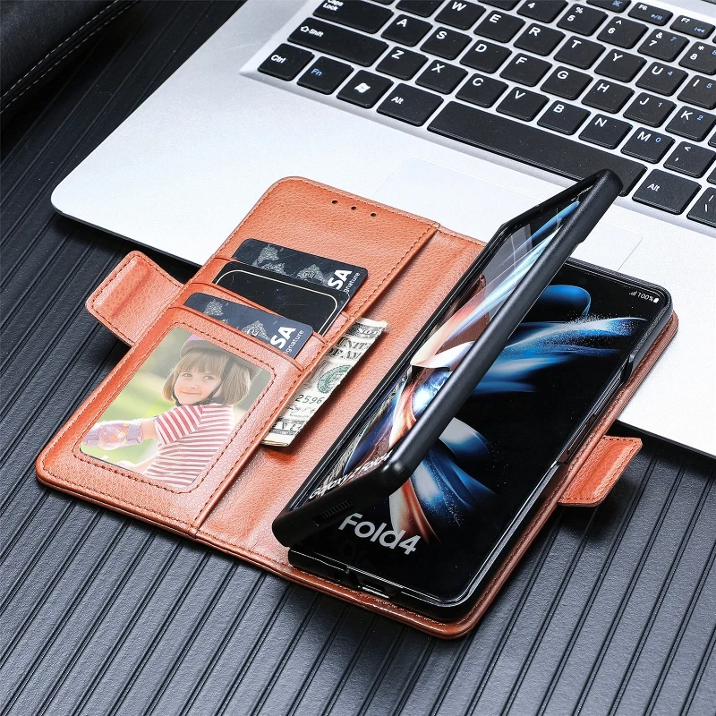 Magnetic Flip Phone Case For Samsung Galaxy Z Fold 5 4 3 Fold Phone Cover Shockproof Phone Cover With Pen Holder(Exclude Pen)