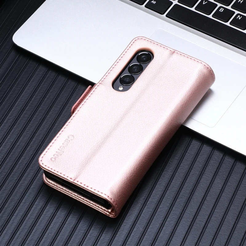 Magnetic Flip Phone Case For Samsung Galaxy Z Fold 5 4 3 Fold Phone Cover Shockproof Phone Cover With Pen Holder(Exclude Pen)