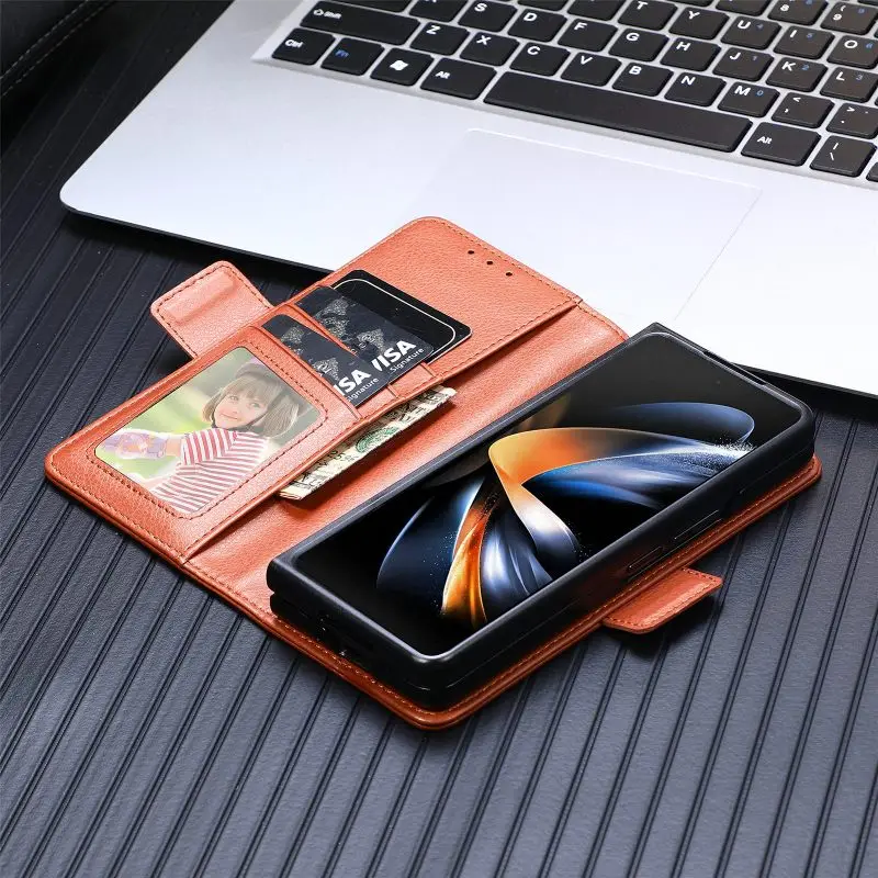Magnetic Flip Phone Case For Samsung Galaxy Z Fold 5 4 3 Fold Phone Cover Shockproof Phone Cover With Pen Holder(Exclude Pen)