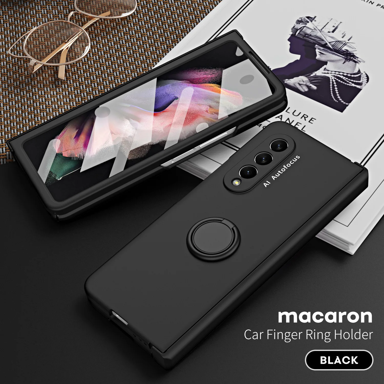 Matte Frosted Car Magnetic with Screen Protector Fashion Phone Case for Samsung Galaxy Z Fold5 Fold4 Fold3 Fold2 Protective Case