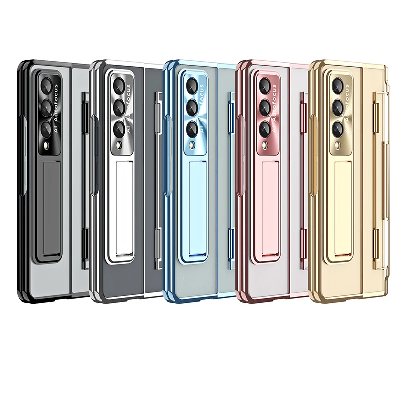For Samsung Galaxy Z Fold 4 Z Fold 3 Folding Hinge Phantom Transparent Bracket 360° All inclusive Hard Mobile Phone Case Cover