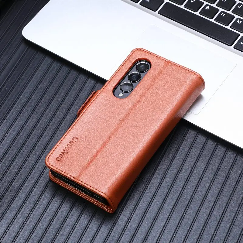 Magnetic Flip Phone Case For Samsung Galaxy Z Fold 5 4 3 Fold Phone Cover Shockproof Phone Cover With Pen Holder(Exclude Pen)