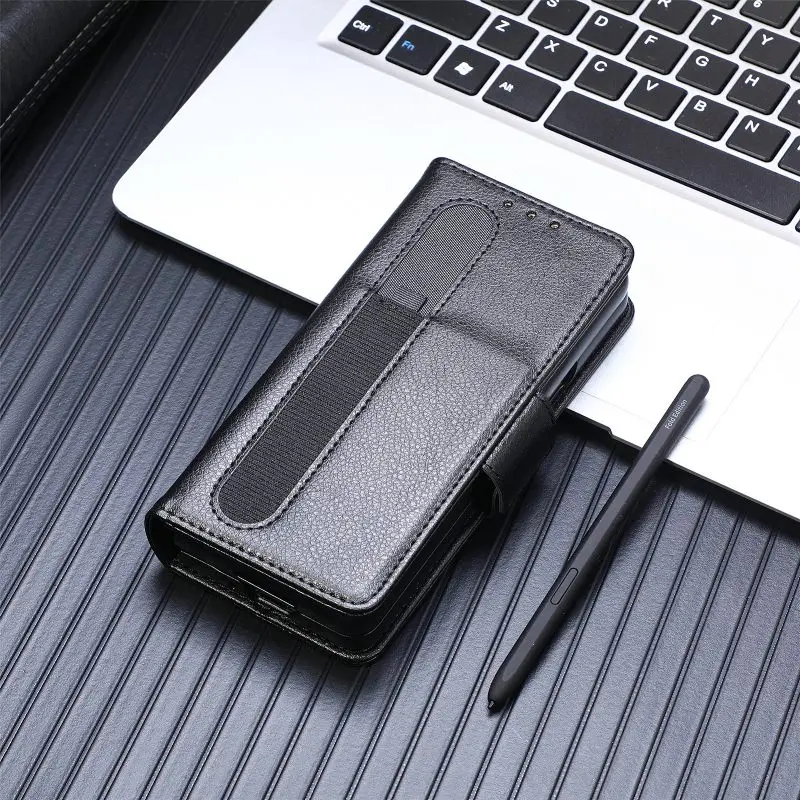 Magnetic Flip Phone Case For Samsung Galaxy Z Fold 5 4 3 Fold Phone Cover Shockproof Phone Cover With Pen Holder(Exclude Pen)