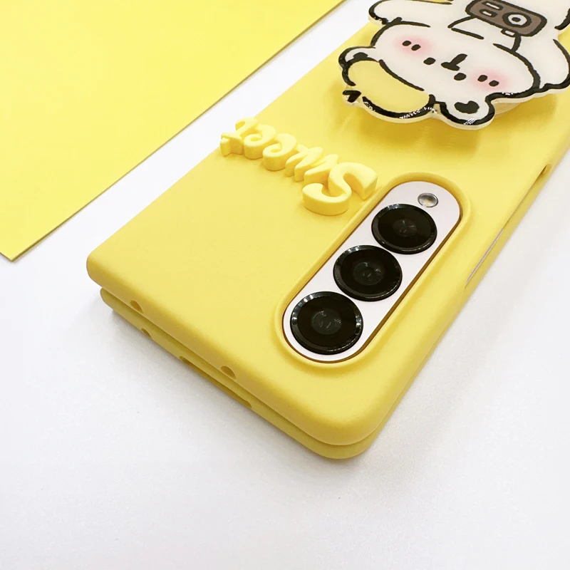 Funda Case for Samsung Galaxy Z Fold4 Z Fold3 Sweet Camera Bear Bracket Shockproof Protetcion Mobile Phone Case Cover Z Fold4