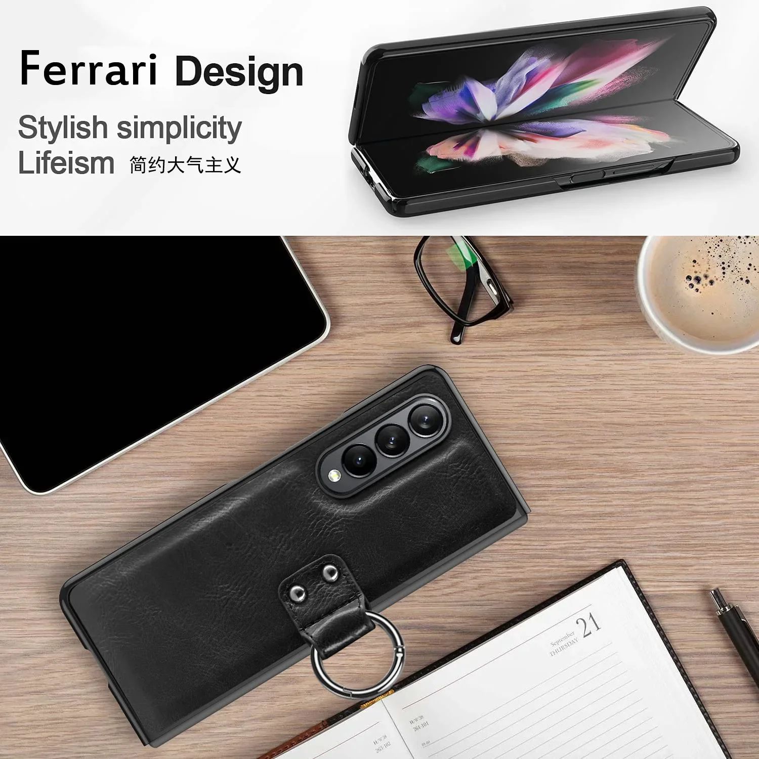 New Men's Business Phone Cases For Samsung ZFold 4 3 Folding ZFold2 Electroplating Leather Case Film Integrated Protective Cover