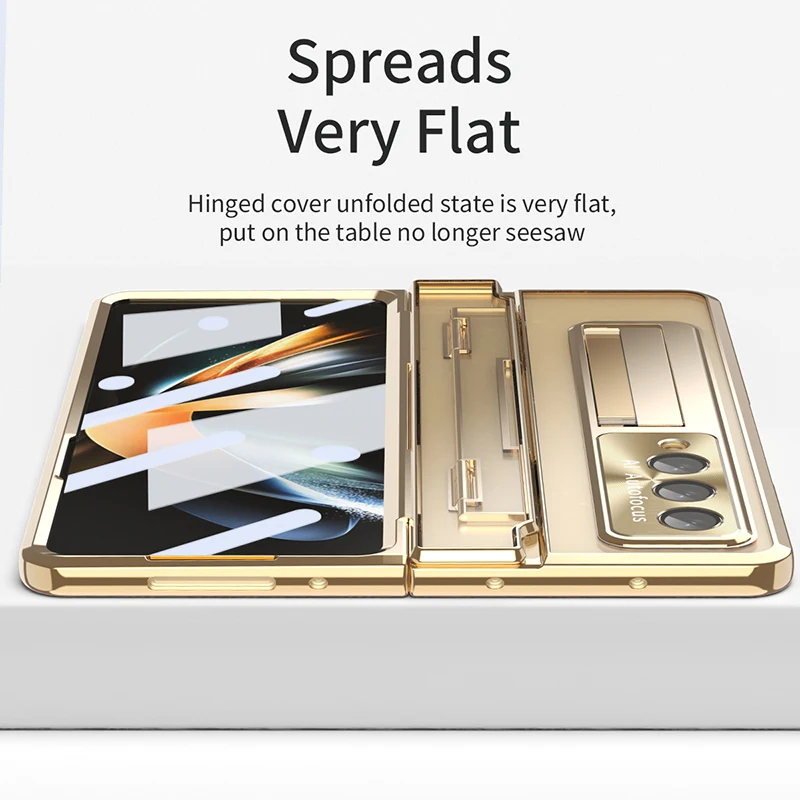 For Samsung Galaxy Z Fold 4 Z Fold 3 Folding Hinge Phantom Transparent Bracket 360° All inclusive Hard Mobile Phone Case Cover