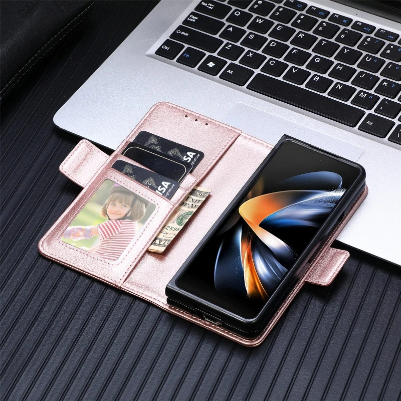 Magnetic Flip Phone Case For Samsung Galaxy Z Fold 5 4 3 Fold Phone Cover Shockproof Phone Cover With Pen Holder(Exclude Pen)
